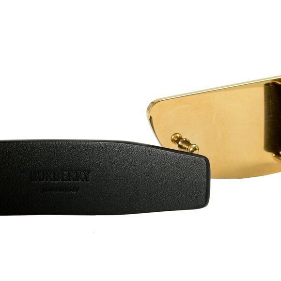 Burberry "Shield Split EKD" Black Leather Buckle Decorated Belt Sz M - Picture 4 of 4